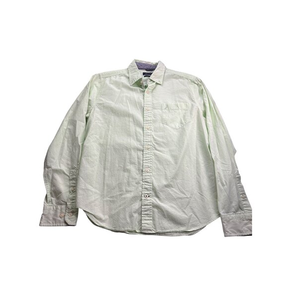 Nautica Mens Slim Fit Long Sleeve Shirt Size M Light Green Cotton - Picture 1 of 6